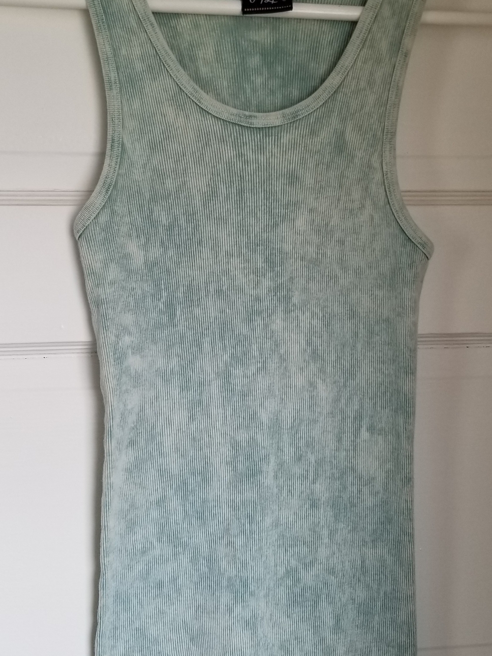 Vtg Womens Mineral Washed Seafoam Green 100% Cotton Stretchy Ribbed Tank Top S